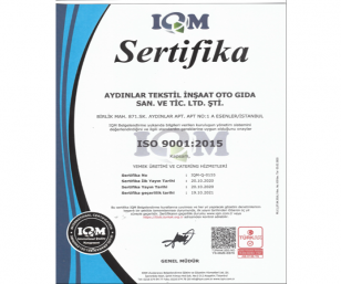 ISO 9001-2015 Kalite Yönetim Sistemi Sertifikası